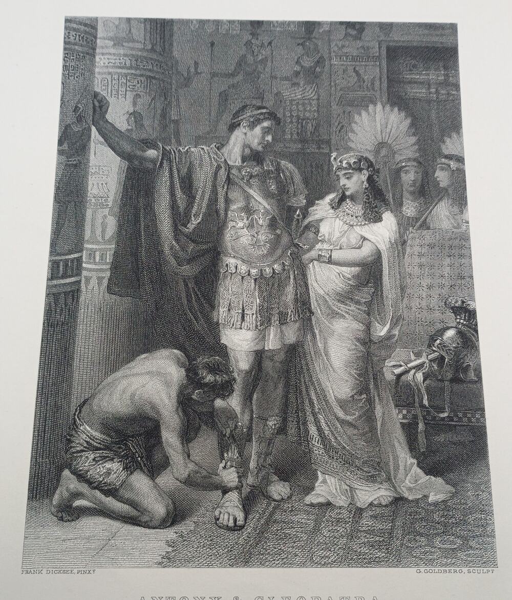 Antique Antony & Cleopatra Shakespeare Engraving – Frank Dicksee – G. Goldberg